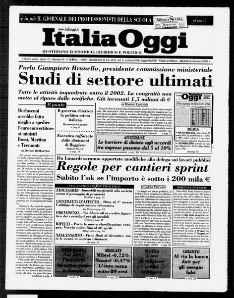 Italia oggi : quotidiano di economia finanza e politica